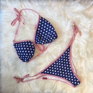 Dixxon Star print Triangle Bikini with Red white & blue NWOT